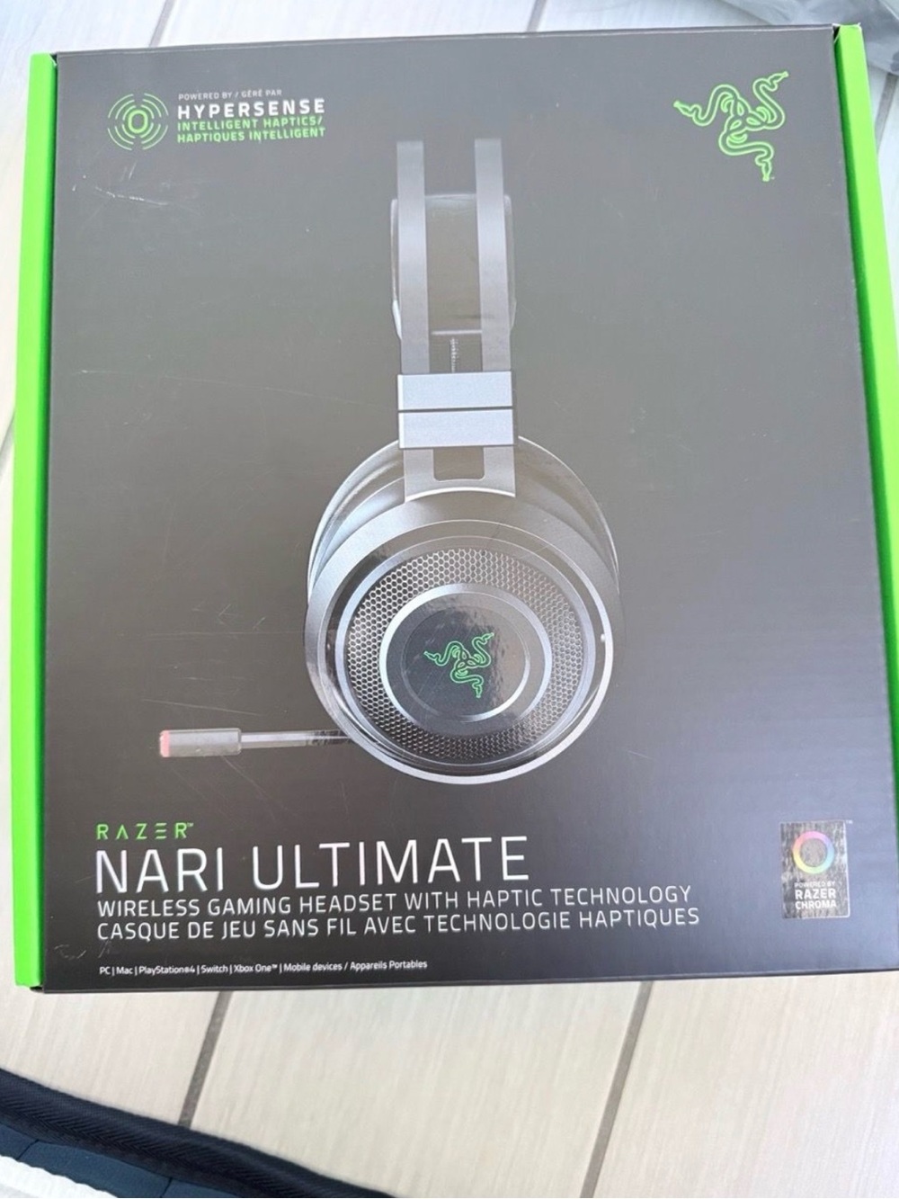 Razer Nari Ultimate Wireless Headset — Black with Green Logo